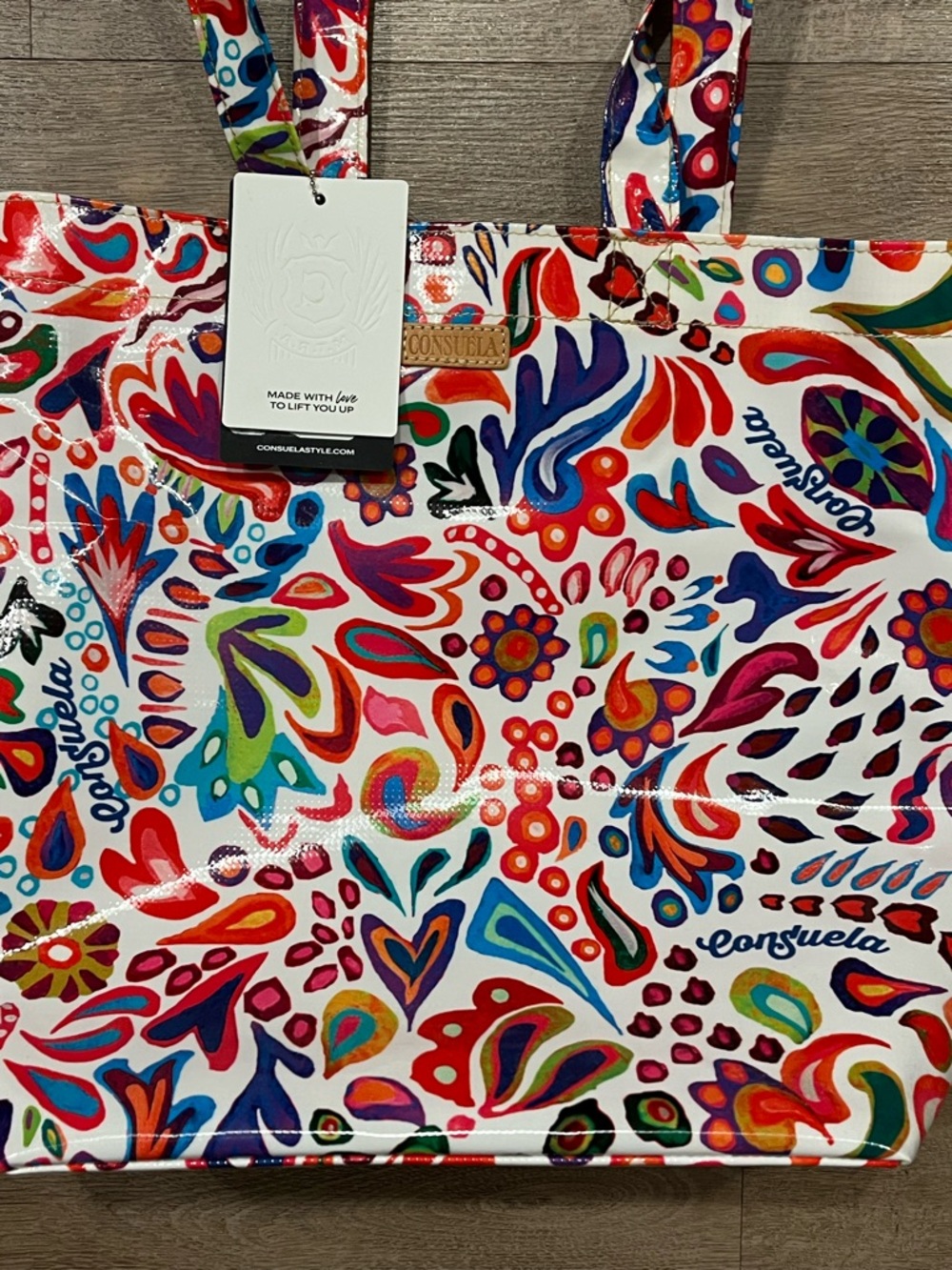Consuela Multicolor Bianca White Paisley Canvas Large Tote - Picture 3 of 7